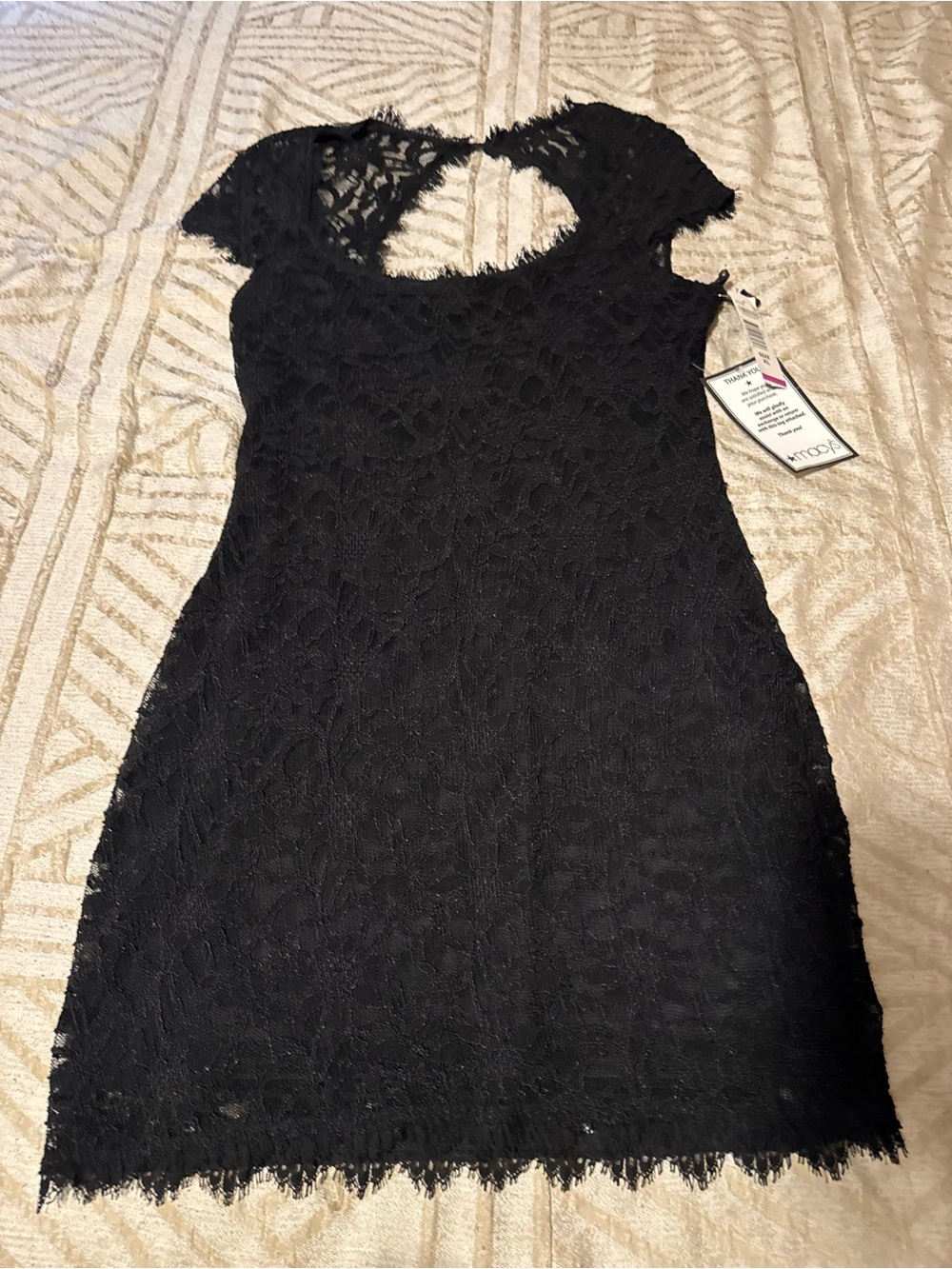 Black Lace Cap-Sleeve Dress